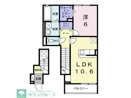 グラン・シャトー武蔵嵐山A(1LDK/2階)の間取り写真