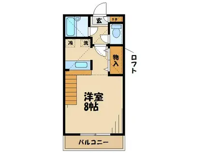 グランヒルズB(1K/2階)の間取り写真