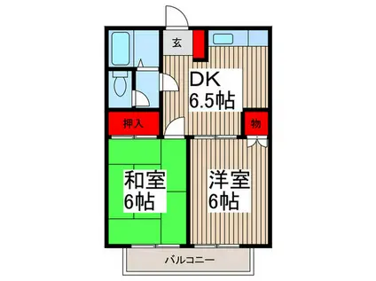 ハイム東本郷(2DK/2階)の間取り写真