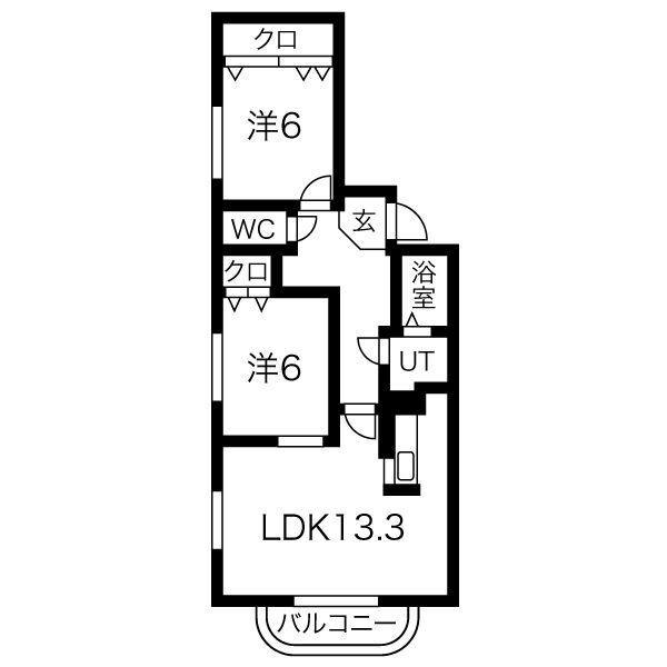 セントポーリアアイリス(2LDK/4階)の間取り写真