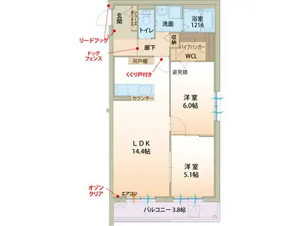 EL CINQ(2LDK/3階)の間取り写真