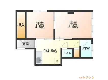 城北ビル(2DK/3階)の間取り写真