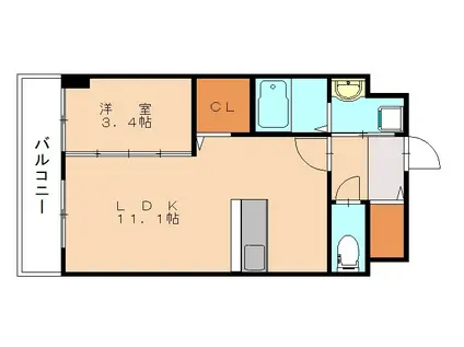 バースプレイスM折尾(1LDK/2階)の間取り写真
