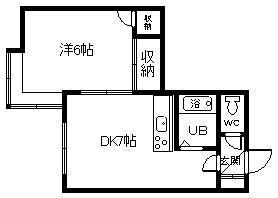 フェリス(1DK/2階)の間取り写真