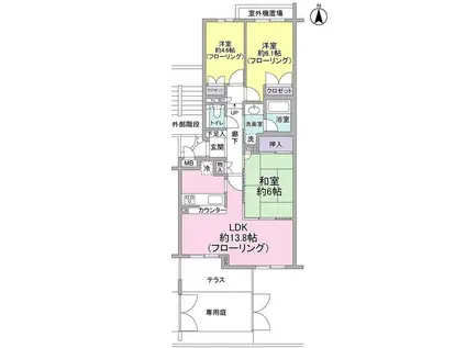 東急ドエル・アルス等々力パサニア(3LDK/1階)の間取り写真