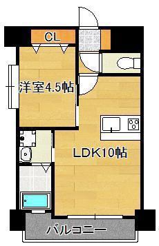 アンテス上到津(1LDK/6階)の間取り写真