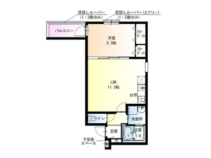 フジパレス高石加茂(1LDK/1階)の間取り写真