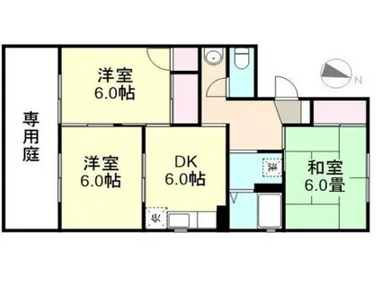 NEW QUEST B棟(3DK/1階)の間取り写真