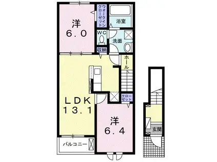 ウエスト・ガーデン I(2LDK/2階)の間取り写真