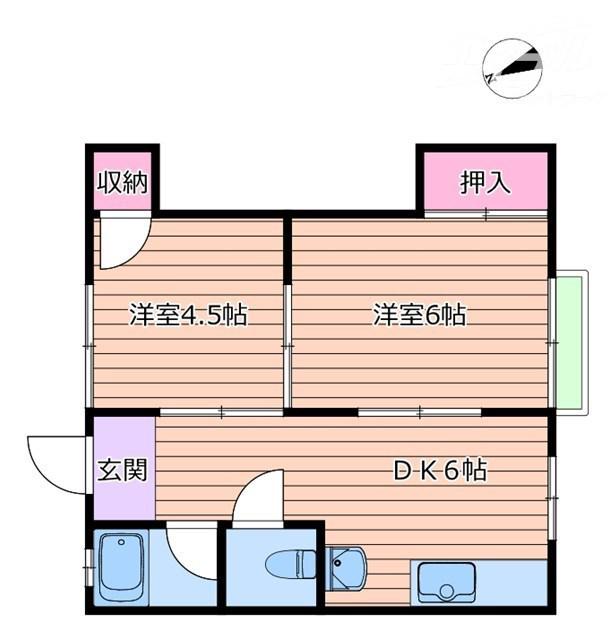 ビスタ岸部ハイツA(2DK/2階)の間取り写真