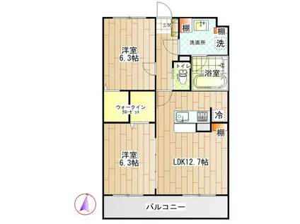 LUSORA OSATO(2LDK/1階)の間取り写真