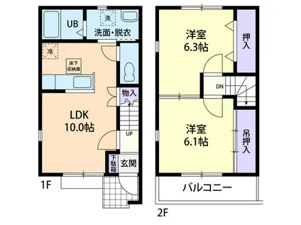 ノース FIELD(2LDK/1階)の間取り写真