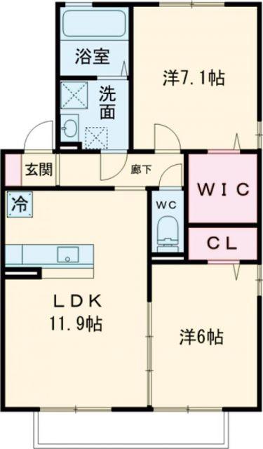 パサージュC(2LDK/1階)の間取り写真