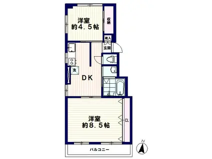 中野ビリジアン(2DK/7階)の間取り写真