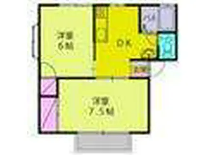 ヒルズ草原(2DK/B1階)の間取り写真