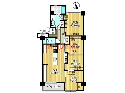 メゾン茨木主原1号棟(2SLDK/4階)の間取り写真