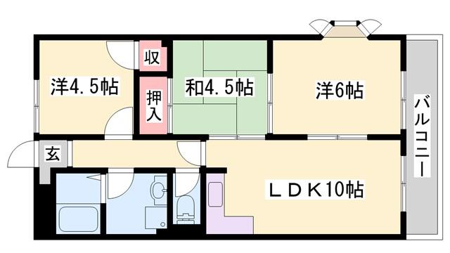 ルネシャルトB(3LDK/2階)の間取り写真