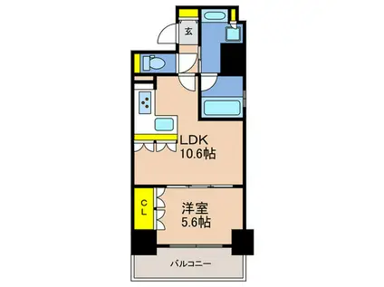 リーガル神戸三宮II(1LDK/6階)の間取り写真