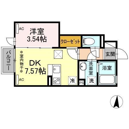 グラシア(1DK/1階)の間取り写真
