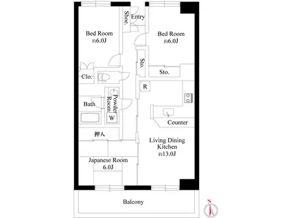 グランドール・ラシン(3LDK/3階)の間取り写真