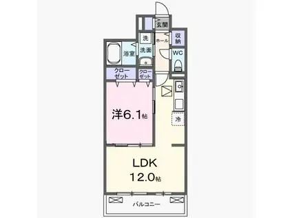 ボナミ A(1LDK/1階)の間取り写真