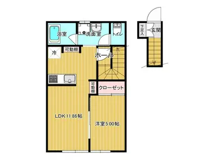 星の指輪(1LDK/2階)の間取り写真