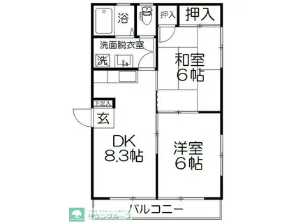 レジデンス藤(2DK/2階)の間取り写真