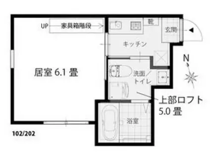 フロントアベニュー生田(1K/1階)の間取り写真