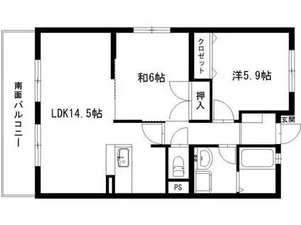 アルフィーネ曳馬野(2LDK/3階)の間取り写真