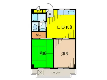 ガーデンハイツ山本(2LDK/3階)の間取り写真