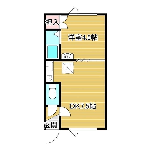 第21日研ハイツ(1DK/1階)の間取り写真
