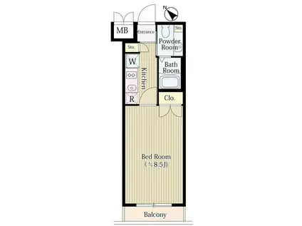 ル・ボワ平和台(1K/1階)の間取り写真