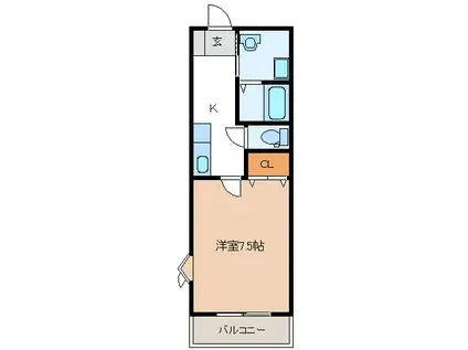 シルクハイツII(1K/1階)の間取り写真