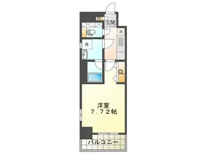 プレイズシード四日市(1K/9階)の間取り写真