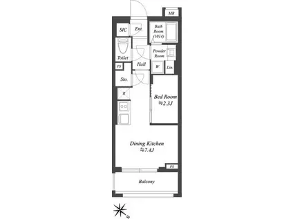 オープンブルーム溝の口(1DK/1階)の間取り写真