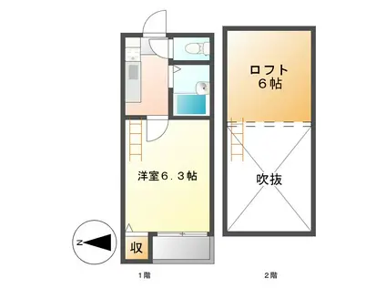 メゾンα(1K/1階)の間取り写真