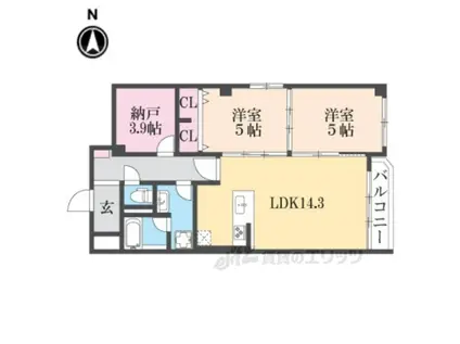 チェリーデ宝塚(2LDK/4階)の間取り写真