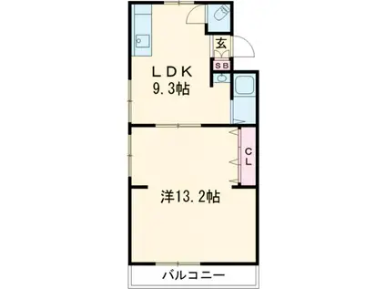 サンライズ藤井寺(1LDK/1階)の間取り写真