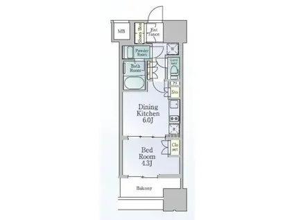 ルフォンブランシェ品川南大井(1DK/13階)の間取り写真