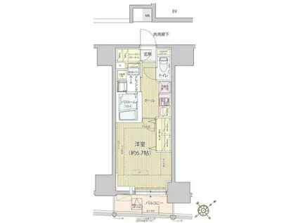 レビスタ白金高輪(1K/15階)の間取り写真