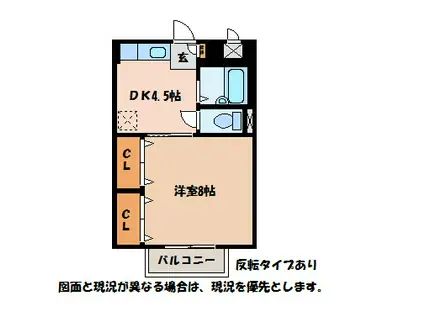 チェント(1DK/1階)の間取り写真