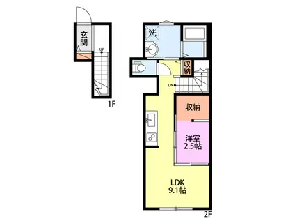 COMMON稽古町(1LDK/2階)の間取り写真