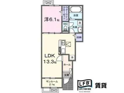 パークサイド小倉東I(1LDK/1階)の間取り写真
