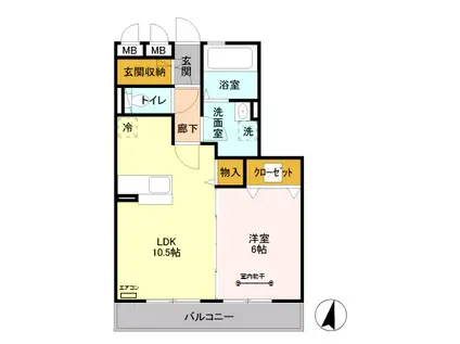 グレイスA(1LDK/2階)の間取り写真