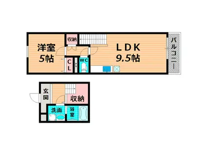 グランシールII番館(1LDK/2階)の間取り写真
