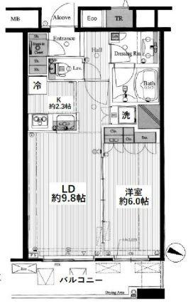 CHIBA CENTRAL TOWER(1LDK/23階)の間取り写真