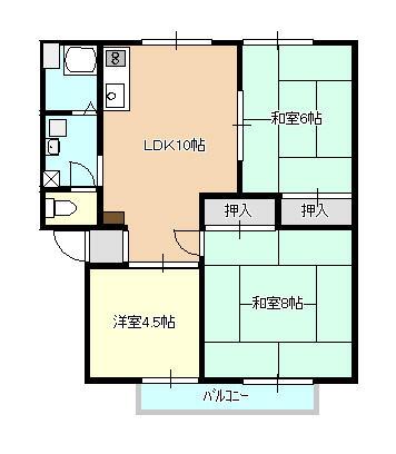ファミールK(3LDK/2階)の間取り写真