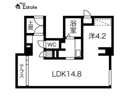 KUDO上小田井(1LDK/2階)の間取り写真
