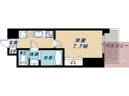 LUXE新大阪II(1K/2階)の間取り写真