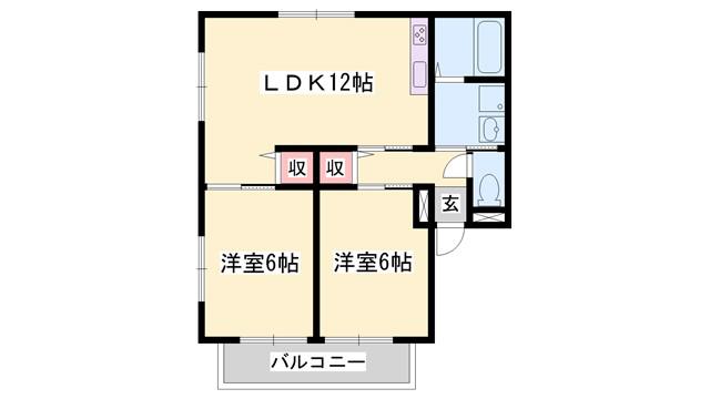 ハーモネート城西(2LDK/2階)の間取り写真